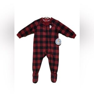 Family PJ’s By Macy. Red & Black Plaid Footies (Size 18M)